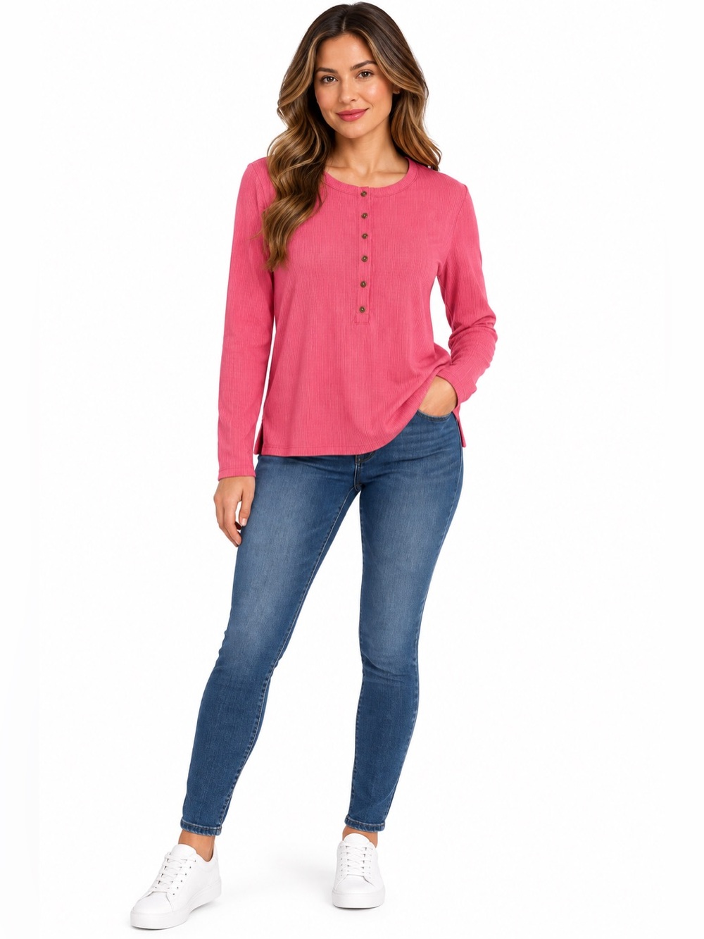 G.H. Bass & Co. Rose Pink Long-Sleeve Henley Top
